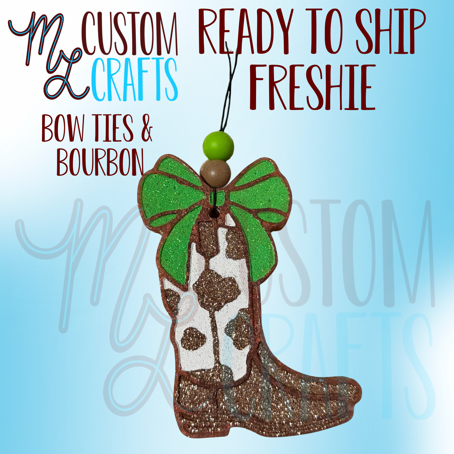 Bow Ties & Bourbon- Boot Bow Freshie RTS